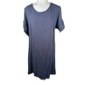 Women's Umgee USA Gray Frayed Hem Cutout Back Short Sleeve Dress Size Large